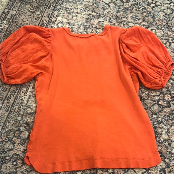 Anthropologie Orange Puff Sleeve Blouse - Picture 8 of 8